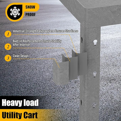 2-Shelf Heavy Duty Utility Cart with Wheels, 34 x 17-Inch Plastic Rolling Tool Cart, 550 lbs Capacity Mechanic Work Cart for Garage,Warehouse,Workshop