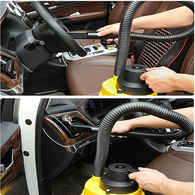Portable Wet-Dry Vacuum, 12 V Car Vacuum Cleaner, 3 in 1 Portable Shop Vacuum with Blowing Function, Attachments Storage, Perfect, Compact Lightweight, for Cleaning Floor, Upholstery, Gap, Car