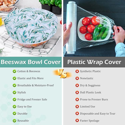 5-Size Reusable Beeswax Bowl Covers for Bread Proofing, Cotton Cloth Flexible Beeswax Wraps for Food Storage(Little Daisy)