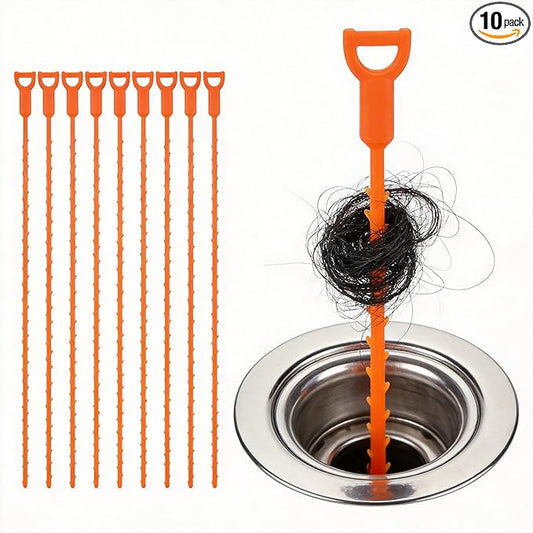 20 Inch Drain Snake, Drain Clog Remover – Reusable Flexible Snake Drain Hair Removal Tool for Sink, Drain Snake Hair Removal – Easy Use Plumbing Unclogger for Toilet, Bathroom Tub & Sewer (10 Pack)