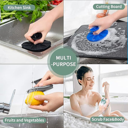Silicone Sponge, BEAUTAIL Non-Scratch Scrub Sponges, for Washing Dishes and Cleaning Kitchen, Long Lasting and Reusable Dishwashing Scrubber, Suction Up Hang Designed, 2 Pack, Black+Olive Green