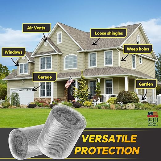 Steel Wool Mice Control - 3 Pack 2.75 in x 11.5 Ft Steel Wool & 1 Pack 5 in x 15 Ft Wire Mesh with Wooden Stick & Gloves & Scissors, Mouse Hole Filler for House Garden Polishing Chrome, Glass