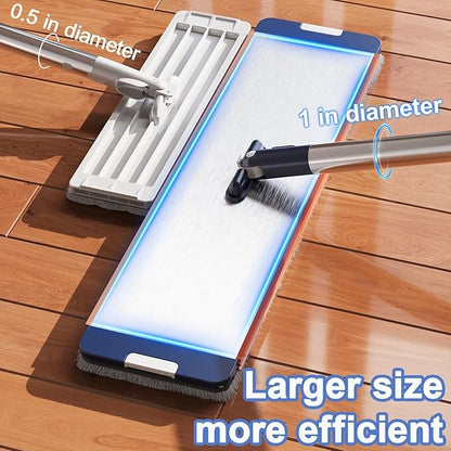 Easy Wring Washable Mop Bucket Set, Household, Durable Sturdy Aluminum Flat Mop Head with 8 Reusable MicrofibeDual Chamber Design, Dry and Wet Use Suitable for All Floors 16 Inch