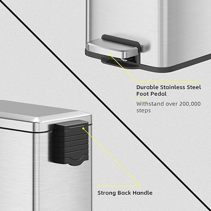 Slim Kitchen Trash Can with Lid, 8.1 Gallon Stainless Steel Space-Saving Garbage Can-Step Pedal Wastebasket Slim Garbage Can for Office, Bedroom, Living Room