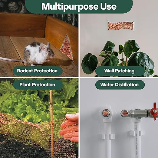 3rd Gen Copper Mesh Rodent Control Kit 5" x 35ft, 100% Premium Copper Wool for Sealing Holes & Water Gaps, Blocks Slugs, Snails, Mice & Pests – with Scissors, Gloves & Packing Tool