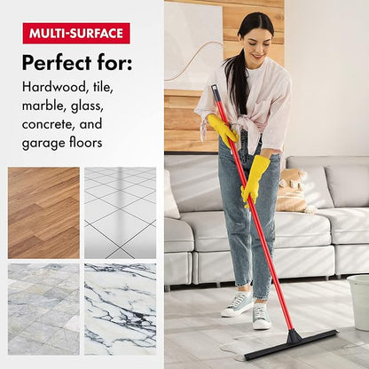 Tyroler Rubber Floor Squeegee Heavy Duty 17", Deck Squeegee Outdoor for Floors with 55" 4 Part Handle, Perfect Outdoor Squeegees for Patio, Tiles, Marble, Garage, Shower, Window