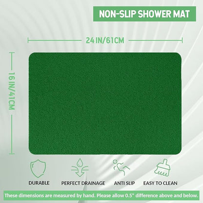 Hargiis Non-Slip Bathtub Mat, 2 Pack Anti Slip Shower Mat, Fast Drying Bathtub Mats, Foot Scrubber Mat, Anti Slip Mat for Tub, Floor, Bathroom, Kitchen, Home, Hotel (Dark Green 24"×16"+24"×16")