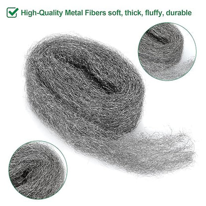 15 Pack 2.4" x9.8 ft Steel Wool for Mice Control - #3 Steel Wool Fill Fabric DIY Kit - Coarse Wire Wool Hardware Cloth - Gap Blocker Keep Mice Away from Holes, Siding, Pipeline, Vents in Garden Garage