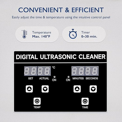 CREWORKS Professional Ultrasonic Cleaning Machine, Ultrasonic Machine with Heater & Timer, Digital Jewelry Ultrasonic Cleaner for Cleaning Denture Dental Oral Irrigator Parts Retainer Glasses, 1.8L