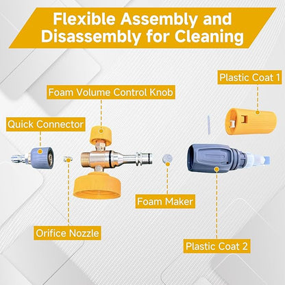 Short Pressure Washer Gun with Foam Cannon, High Power Washer Gun Snow Foam Lance with 5 Power Washer Nozzle Tips, 1/4 Inch Quick Connector, 4000 PSI, 1 Liter