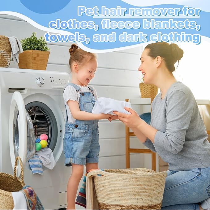 24 Pcs Pet Hair Remover for Laundry Catcher Balls Reusable Lint for Washing Machine Effective Cat Dog Laundry Pet Hair Catcher for Clothes Sheets Towels Blankets(Multicolor)