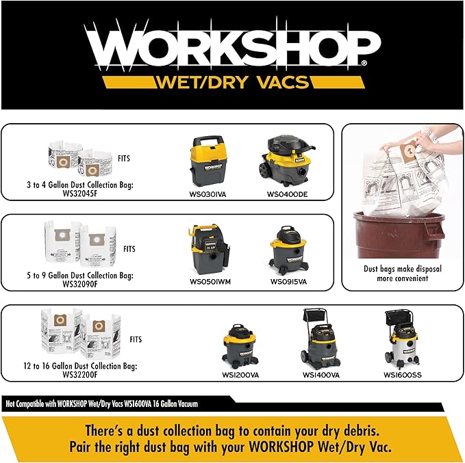 WORKSHOP Wet/Dry Vacs Shop Vacuum Accessories WS17814A Floor Brush Attachment for Wet Dry Vacuum Cleaners, Fits 1-7/8-inch Extension Wands and Hoses