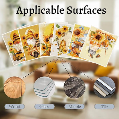 CREATCABIN 6Pcs Swedish Dishcloths for Kitchen Reusable Swedish Dish Towels Gnomes Absorbent Swedish Dish Rags Sunflower Bee Washable Sponge Cleaning Cloths No Odor Fast Drying Dish Cloths 7.6x6.7Inch