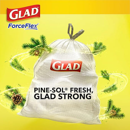 Glad ForceFlex Tall Kitchen Drawstring Trash Bags, 13 Gal, Pine-Sol Original, 40 Count (Pack of 2)