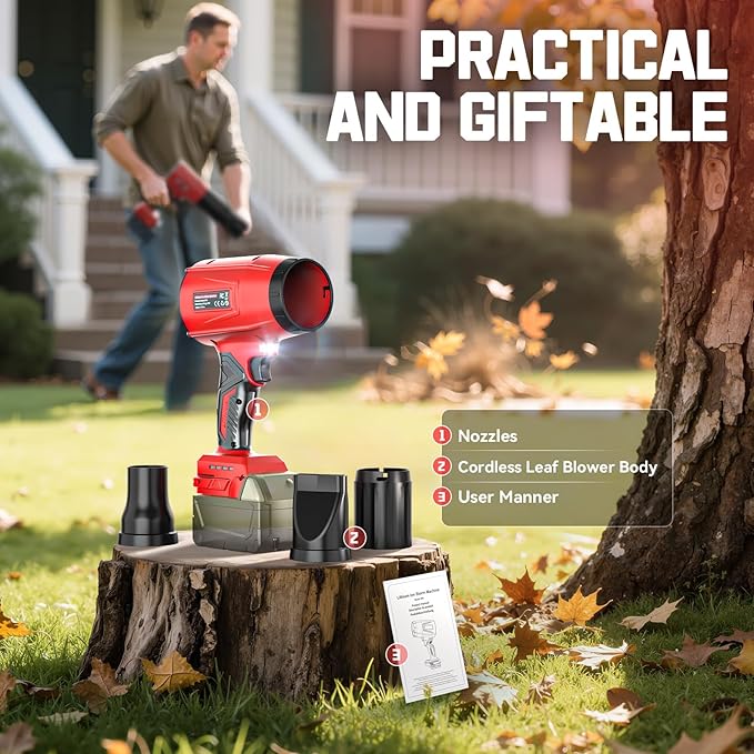 800,000 RPM Leaf Blower Compatible with Milwaukee 18V: Ecarke Cordless Dust Blower, Electric Turbo Jet Blower Handheld Battery Powered with Brushless Motor for Patio Garden Lawn(Tool Only, No Battery)