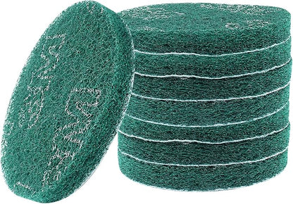 Hordion 8Pcs Scrub Pads Round Scrubber Scouring Pads Abrasive Scuffing Tool for Home Kitchen House Cleaning, Green