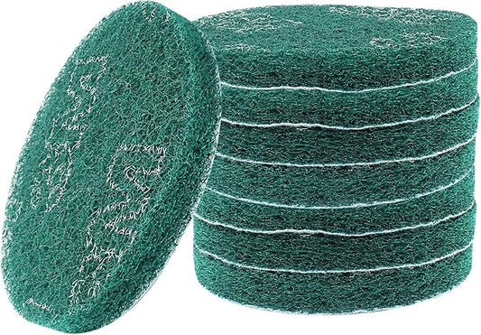 Hordion 8Pcs Scrub Pads Round Scrubber Scouring Pads Abrasive Scuffing Tool for Home Kitchen House Cleaning, Green