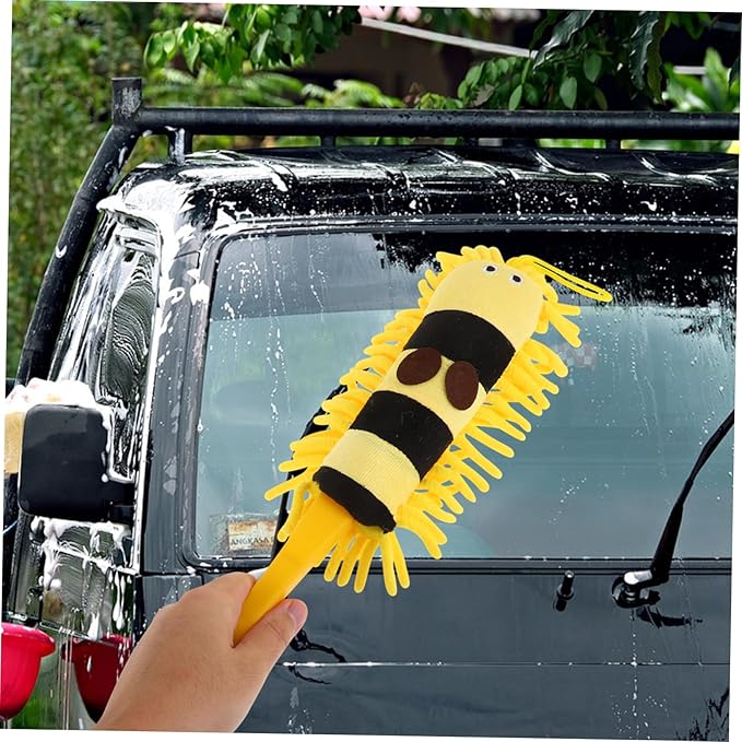 GANAZONO Hanging Car Wash Brush Long Handle Duster for Car Microfiber Cleaning Brush Ceiling Fan Tool Reusable Duster Refills Auto Washing Mop Kit Cartoon Animal Design