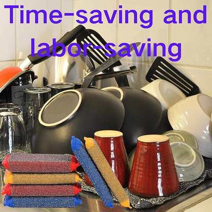 Kitchen Dish Sponges Steel Scrubbers - 6 Pack Multicolored Non Scratch Heavy Duty Scrub Sponges，Reusable Multipurpose Metal Cleans for Washing Dishes，Pots and Pans，Household Cleaning，Bathroom