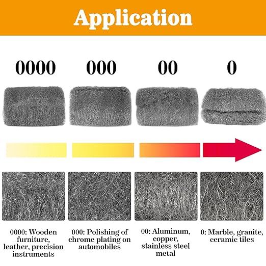 MAQIHAN Steel Wool Pads 00 15PCS - Mini Steel Wool Roll Glass Wood Fabric Metal Fine Polishing Chrome Glass Polishing Pads Wool Steelwool Mice Control Weep Hole Covers Walls Fill