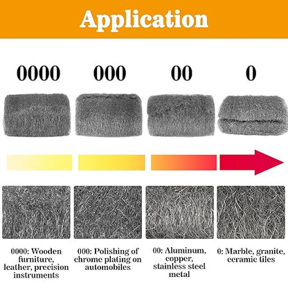 MAQIHAN Steel Wool Pads 00 15PCS - Mini Steel Wool Roll Glass Wood Fabric Metal Fine Polishing Chrome Glass Polishing Pads Wool Steelwool Mice Control Weep Hole Covers Walls Fill