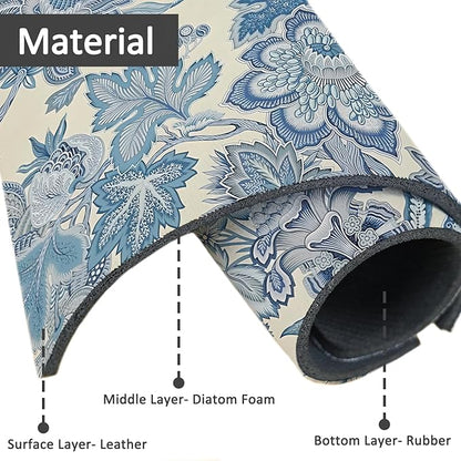 15" X 5.5" Kitchen Sink Splash Guard Faucet Mat Floral Super Absorbent Fast Drying Faucet Guard & Draining Mat Sink Splash Guard Behind Faucet for Kitchen, Bathroom