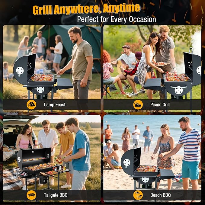 Barrel BBQ Grill Kit with Steel Charcoal Bucket & 120 Rolls