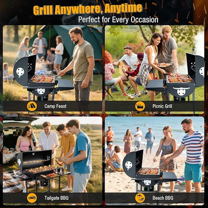 Barrel BBQ Grill Kit with Steel Charcoal Bucket & 120 Rolls