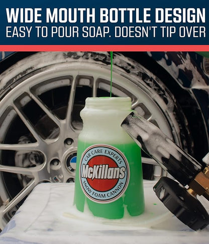 McKillans Foam Cannon for Pressure Washer (Wide Mouth) - Car Wash Snow Foam Cannon Lance Pressure Washer Soap Dispenser for Car Washing with Adjustable Thick Foam + 1/4 Quick Connector