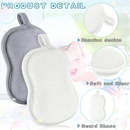 Tatuo 4 Pieces Baby Bath Sponge Cotton Baby Sponge Toddler Soft and Absorbent Loofah for Kids Babies Men Women(Grey,White)
