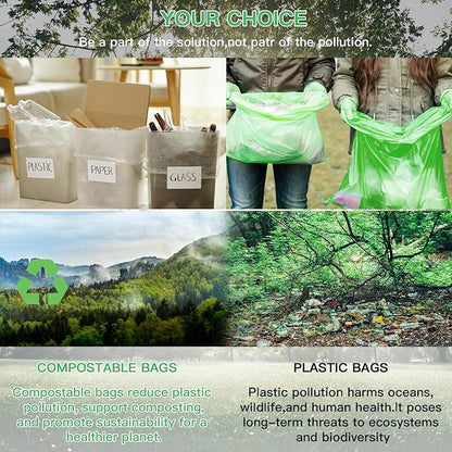 Compostable Kitchen Trash Bags 6-Gallon - Heavy Duty Medium Unscented Biodegradable Garbage Bag Bulk 5 Rolls 100 Count Portable Toilet Wastebasket Liners for Bathroom Office Inwaysin