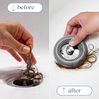 Hair Catcher for Shower Drain & Bathtub – TubRing Pop-Up Drain Protector & Strainer, Reusable Silicone Stopper for Bathroom Clog Prevention, Fits 1.85"–2.16" Drains | Gray