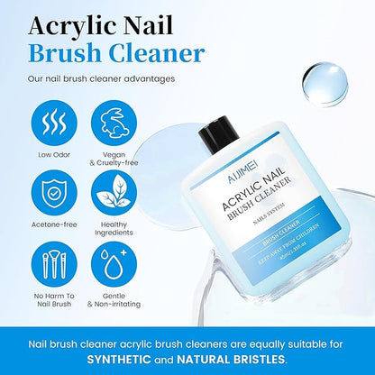 40ml Nail Brushs Cleaner Easy to Clean Brushes Professional Nail Brush Cleaner for Gel and Acrylic Nail Brush Cleaning or Home Nail Salons (1pcs)