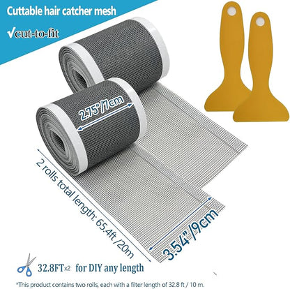 Neodrain 2 PCS Linear Shower Drain Hair Catcher Cutable Disposable Bathroom Drain Sticker，3.54”x32.8FT