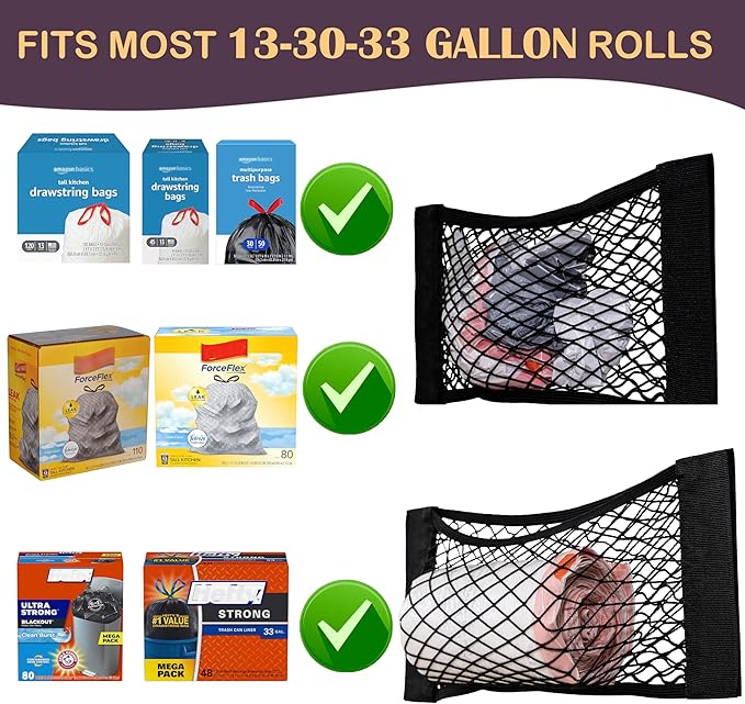 Extra Large Trash Bag Holder Mesh Storage Net Grocery Bag Organizer Dispenser for Aluminum Foil, Garbage Bag, Plastic Wrap, Shopping Bag Under Sink Cargo Organizers for Home and Wall Mounted