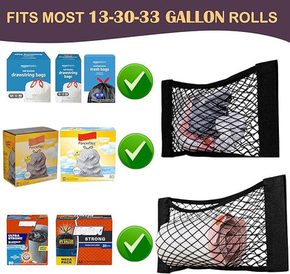Extra Large Trash Bag Holder Mesh Storage Net Grocery Bag Organizer Dispenser for Aluminum Foil, Garbage Bag, Plastic Wrap, Shopping Bag Under Sink Cargo Organizers for Home and Wall Mounted