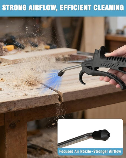 KEENTECH 11" High-Volume Air Blow Gun, Powerful Air Nozzle Blow Gun with Adjustable Airflow, Pneumatic Air Compressor Accessories Tool for Industrial & Household Dust Cleaning, Car Detailing