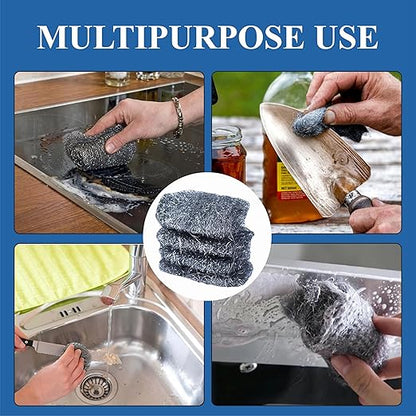 Steel Wool Grade # 4 - Super Coarse Grade - 16 Pads Multi-use for Extra Tough Cleaning, Stain and Rust Removal, Multi-Purpose (#4-16 Pads)