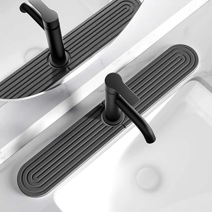 Diatomite Sink Splash Guard - DryingNeat Kitchen Faucet Mat, Instant Dry Water Absorbing Stone Tray for Sink, Durable Black Protector for Kitchen Bathroom Counter [Dark Grey, 23.6"x 3.9"]