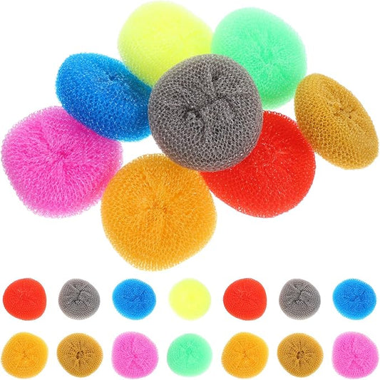 30pcs Multi-Color Kitchen Scrubbers and Pot Scrub Pads, Plastic Steel Wire Dish Cleaning Balls for Dishwashing and Kitchen Cleaning Random Color