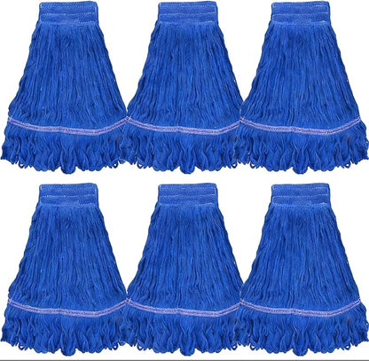 Commercial Mop Head Replacement 6 Pack, Heavy Duty Cotton Mop Heads, Super Absorbent & Washable Floor Cleaning Mop Refills for Cleaning Services, Offices & Home Use
