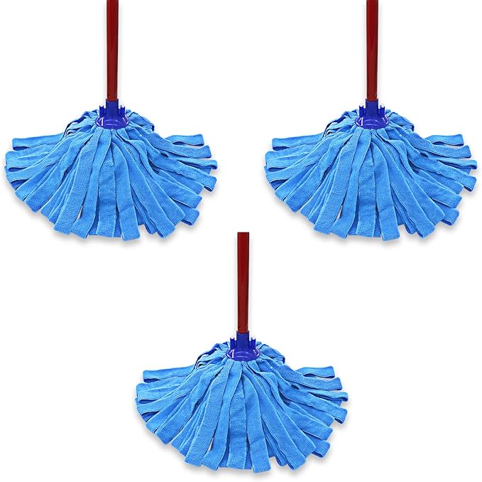 EaseYourDay Microfiber Cloth Mop Head Replacement, String Mop Refills Screw onto All Standard US Threading Pole Mop Handle Rod– 3 Packs