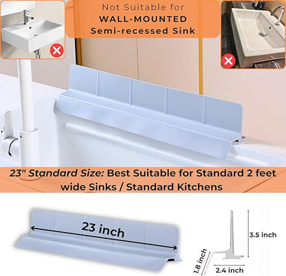 Extra Wide Silicone Sink Splash Guard 23” – Bright Gray- Large