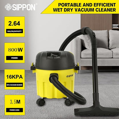 Wet/Dry Vacuum Cleaner, 3-in-1 Portable Workshop Vacuum Cleaner, Lightweight 3-Gallon Wet/Dry Vacuum Cleaner, with Blower Function and Wall-Mount Design, Suitable for All Floor Types.(Low)
