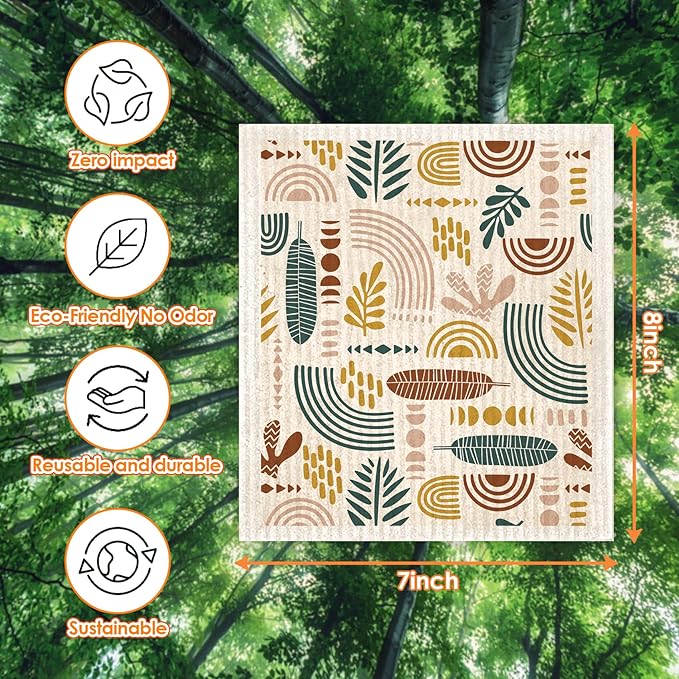 Swedish Dishcloths for Kitchen,6 Pack Minimalist Swedish Dish Towels,Cellulose Sponge Cloths,Non Scratch Reusable Paper Towels, Biodegradable and Reusable Kitchen Dish Rags