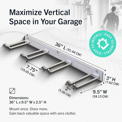 StoreYourBoard 72" Garage Tool Organizer Wall Mount | Garden Tool Organizer System | Heavy Duty Garden Tool Storage Rack for Yard Tools Rakes Shovels 500lbs Garage Organization | 8 PVC Coated Hooks