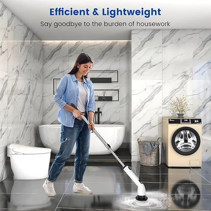 Keimi Electric Spin Scrubber, Full-Body IPX7 Waterproof Cordless Shower Scrubber with 4 Replaceable Heads, Upgraded Extension Handle, 2H Work Time, 2 Speeds for Bathroom Shower Tile Glass