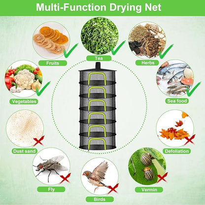 6 Layer Herb Drying Rack, Herb Drying Rack Hanging Mesh, Foldable Plant Drying Net With U-Shaped Zipper, Garden Shears, Hooks, For Drying Herbs Plants, Flowers, Fruits, Food, Clothes(6 Layers-23.62'')