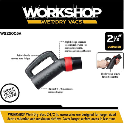 WORKSHOP Wet/Dry Vacs Shop Vacuum Accessories WS25005A Hose Grip Attachment for Wet Dry Vacuum Cleaners, Fits 2-1/2-inch Extension Wands and Hoses, with Bleeder Valve for Suction Control