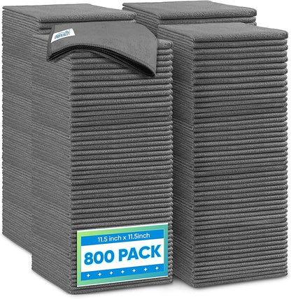 HOMEXCEL 800 Packs Microfiber Cleaning Cloth, 11.5 x 11.5 inch Microfiber Towels for Cars, Ultra Absorbent Washing Cloth, Lint Free Streak Free Cleaning Rags for Car, Kitchen, and Window (Grey)